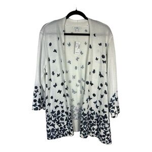 Roz & Ali Sz XL Butterfly Novelty Print Cardigan NWT